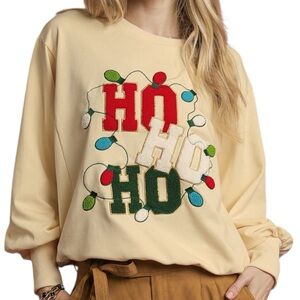 Umgee HO Applique French Terry Large Sweatshirt